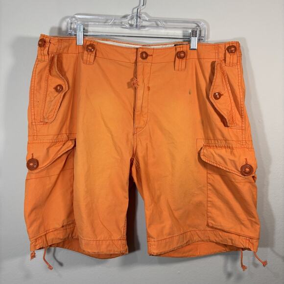 Polo Ralph Lauren Military Surplus Shorts Men's 38 Orange Cargo Utility Y2K - Picture 1 of 12